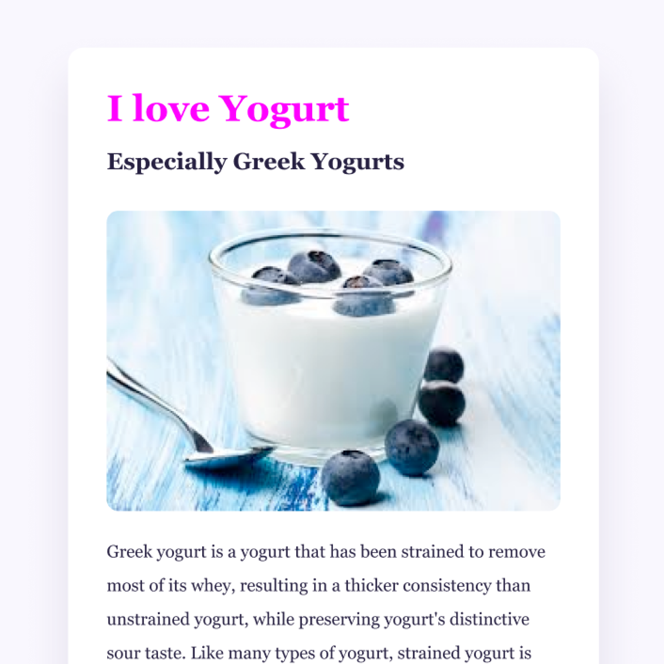 Preview of Yogurt app by Amelia Arku